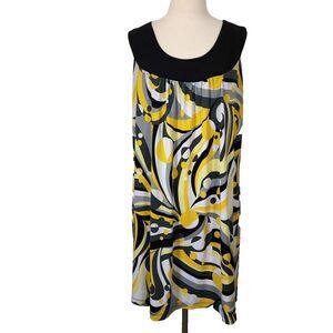 Newport Sleeveless Dress Stretch Flowy Womens Plus 1X Black Yellow White Gray